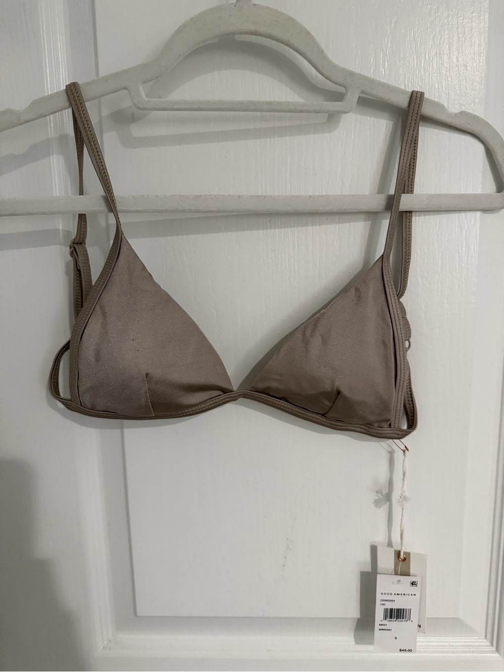 Good American Taupe Minimal Triangle Bikini Top